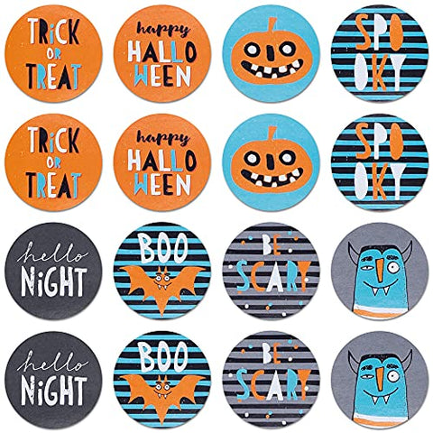 Halloween Stickers, 504-Piece Halloween Stickers for Kids, Happy Halloween Stickers for Treat Bags, 8 Assorted Designs, Cute Pumpkins, Bats, Vampires