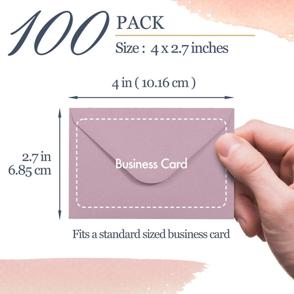 Gift Card Envelopes - 100-Count Mini Envelopes, Paper Business Card Envelopes, Bulk Tiny Envelope Pockets, 10 Pastel Colors, 4 x 2.7 Inches