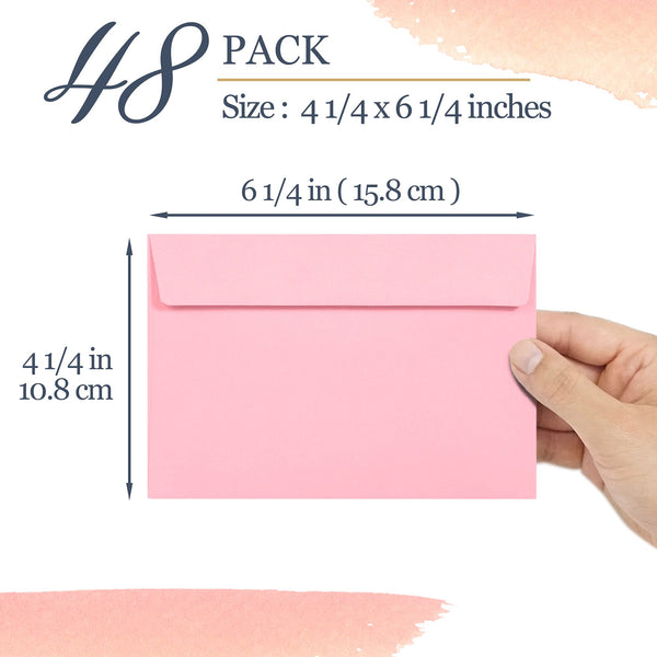 A4 Envelopes, 48-Pack Colored Envelopes 4x6, Envelopes for Invitations, Pastel Colored Envelopes, A4, 4 1/4 x 6 1/4 Inches, 6 Colors