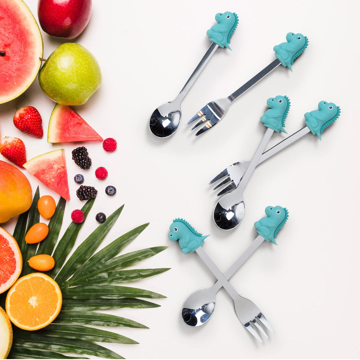 Appetizer Spoons and Forks, 6Piece Cocktail Spoons and Forks, Dinosau