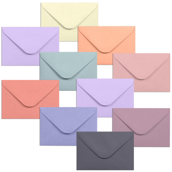 Gift Card Envelopes - 100-Count Mini Envelopes, Paper Business Card Envelopes, Bulk Tiny Envelope Pockets, 10 Pastel Colors, 4 x 2.7 Inches