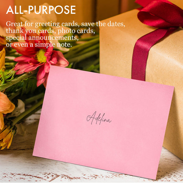 5x7 Envelopes for Invitations, 40-Pack A7 Envelopes for 5x7 Cards, Colored Invitation Envelopes, Pink, 5 1/4 x 7 1/4 Inches