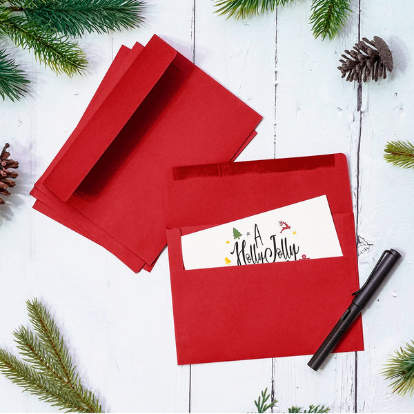 5x7 Envelopes for Invitations, 40-Pack A7 Envelopes for 5x7 Cards, Colored Invitation Envelopes, Red, 5 1/4 x 7 1/4 Inches