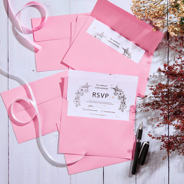 5x7 Envelopes for Invitations, 40-Pack A7 Envelopes for 5x7 Cards, Colored Invitation Envelopes, Pink, 5 1/4 x 7 1/4 Inches
