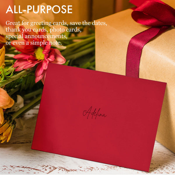 5x7 Envelopes for Invitations, 40-Pack A7 Envelopes for 5x7 Cards, Colored Invitation Envelopes, Red, 5 1/4 x 7 1/4 Inches