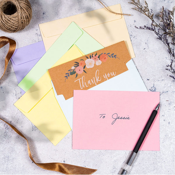 A4 Envelopes, 48-Pack Colored Envelopes 4x6, Envelopes for Invitations, Pastel Colored Envelopes, A4, 4 1/4 x 6 1/4 Inches, 6 Colors