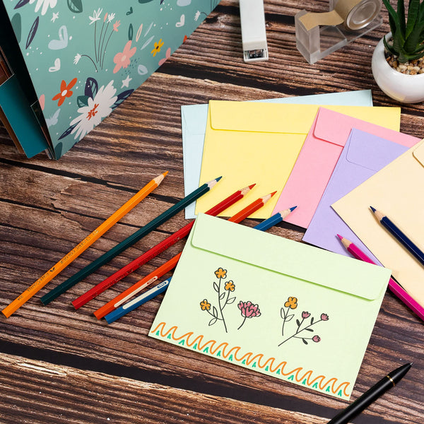 A4 Envelopes, 48-Pack Colored Envelopes 4x6, Envelopes for Invitations, Pastel Colored Envelopes, A4, 4 1/4 x 6 1/4 Inches, 6 Colors