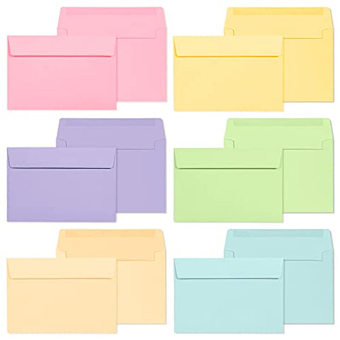 A4 Envelopes, 48-Pack Colored Envelopes 4x6, Envelopes for Invitations, Pastel Colored Envelopes, A4, 4 1/4 x 6 1/4 Inches, 6 Colors