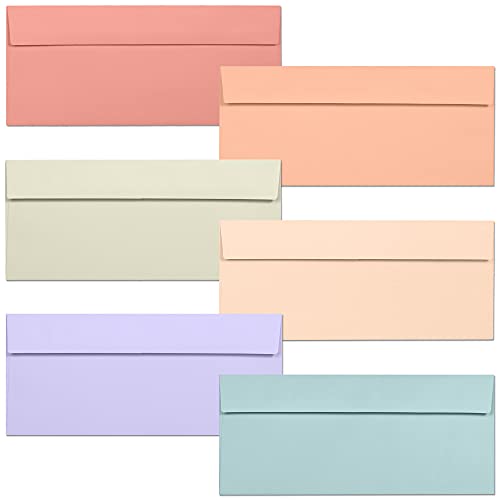 Business Envelopes, 36-Pack #10 Envelopes, 4 1/8 x 9 1/2 Inches, 6 Warm Pastel Colors