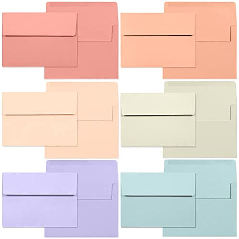 5x7 Envelopes for Invitations, 120-Pack A7 Envelopes for 5x7 Cards, Colored Invitation Envelopes, 6 Warm Pastel Colors, 5 1/4 x 7 1/4 Inches