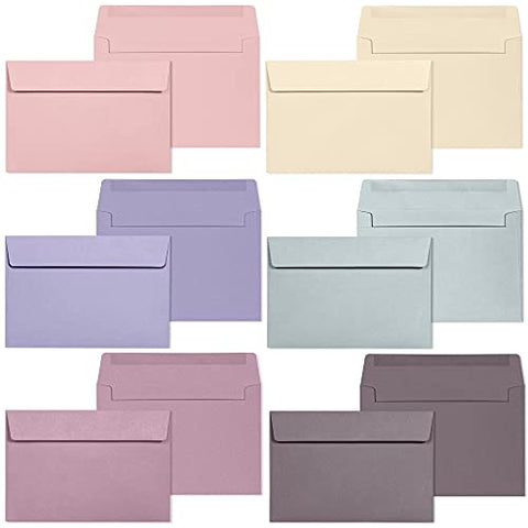 A4 Envelopes, 48-Pack Colored Envelopes 4x6, Envelopes for Invitations, Pastel Colored Envelopes, A4, 4 1/4 x 6 1/4 Inches, 6 Muted Pastel Colors