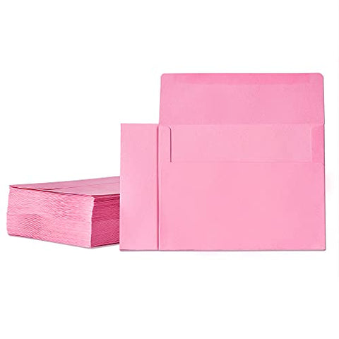 Invitation Envelopes, 100-Pack 5x7 Envelopes, A7 Envelopes for Invitations, Pink, 5 1/4 x 7 1/4 Inches