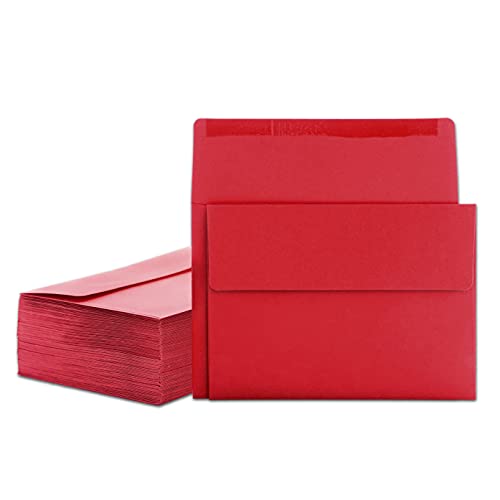 Invitation Envelopes, 100-Pack 5x7 Envelopes, A7 Envelopes for Invitations, Red, 5 1/4 x 7 1/4 Inches