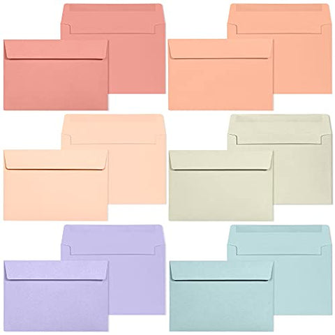 A4 Envelopes, 48-Pack Colored Envelopes 4x6, Envelopes for Invitations, Pastel Colored Envelopes, A4, 4 1/4 x 6 1/4 Inches, 6 Warm Pastel Colors