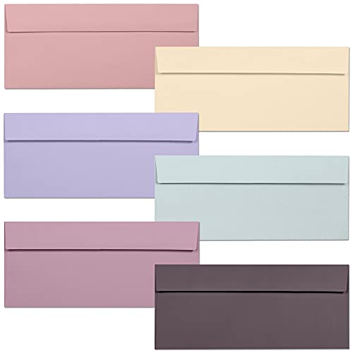 Business Envelopes, 36-Pack #10 Envelopes, 4 1/8 x 9 1/2 Inches, 6 Muted Pastel Colors