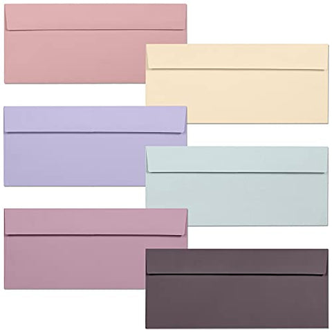Business Envelopes, 120-Pack #10 Envelopes, 4 1/8 x 9 1/2 Inches, 6 Muted Pastel Colors