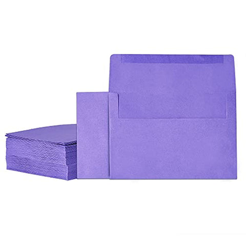 Invitation Envelopes, 100-Pack 5x7 Envelopes, A7 Envelopes for Invitations, Purple, 5 1/4 x 7 1/4 Inches