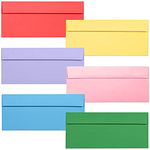 Colored Envelopes Letter Size, 36-Pack #10 Business Envelopes, 4 1/8 x 9 1/2 Inches, 6 Colors