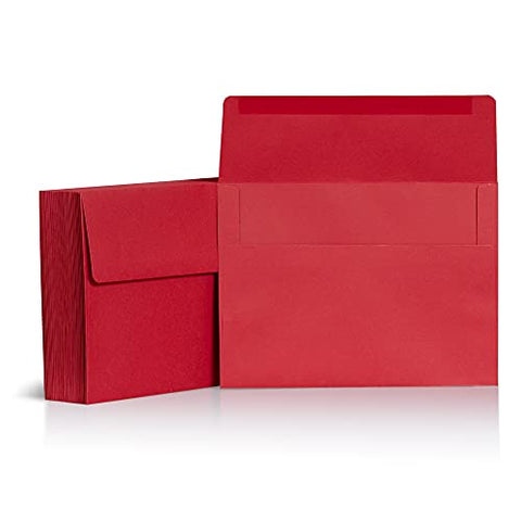 5x7 Envelopes for Invitations, 40-Pack A7 Envelopes for 5x7 Cards, Colored Invitation Envelopes, Red, 5 1/4 x 7 1/4 Inches