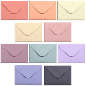 Gift Card Envelopes - 100-Count Mini Envelopes, Paper Business Card Envelopes, Bulk Tiny Envelope Pockets, 10 Pastel Colors, 4 x 2.7 Inches