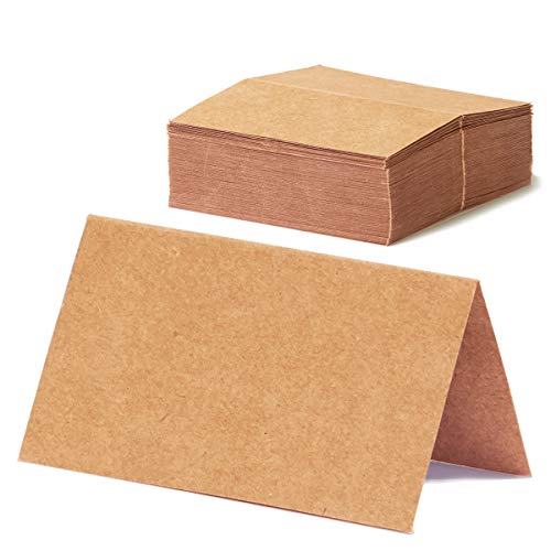 Place Cards for Weddings, 100-Count Kraft Table Name Cards, Blank Rustic Tent Cards, Seating Placecards for Dinner Parties, Banquets, Events