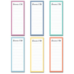 Grocery List Magnet Pad for Fridge, 6-Pack Magnetic Note Pads Lists, 60 Sheets Per Pad, Pop Art Palette, Full Magnet Back to-Do-List Notepads