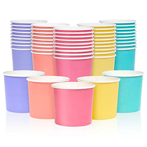 MATICAN Paper Ice Cream Cups, 50-Pack 11-oz Disposable Dessert Bowls for Hot and Cold, 11-ounce, 5 Pastel Colors
