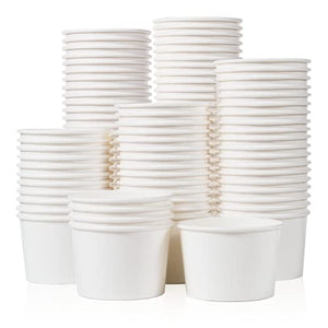 MATICAN Paper Ice Cream Cups - 100-Count 9-Oz Disposable Dessert Bowls for Hot or Cold Food, 9-Ounce Party Supplies Treat Cups for Sundae, Frozen Yogurt, Soup, White