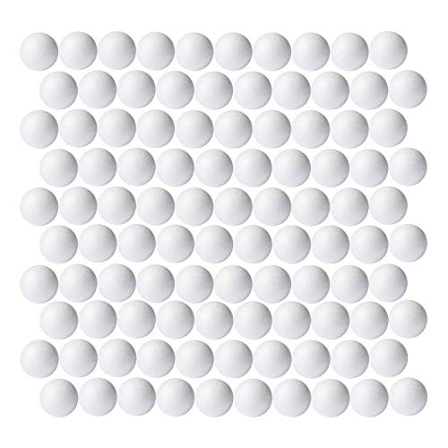 Foam Balls for Crafts, 100-Pack Smooth Polystyrene Foam Balls, Approximately 1 Inch in Diameter, White