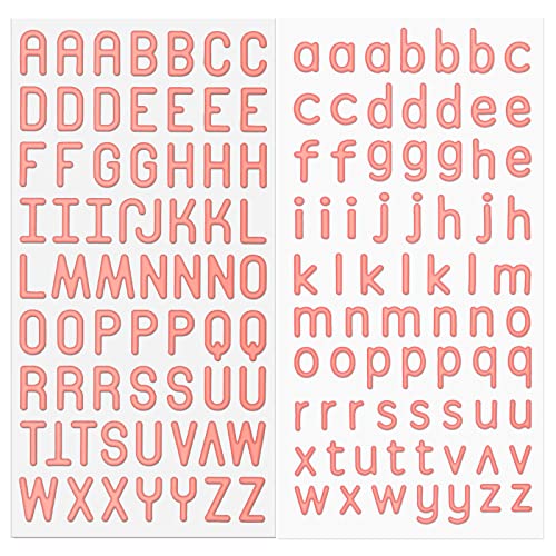 Letter Stickers, 1260-Piece 3D Decorative Alphabet Stickers, 20 Sheets, Peach