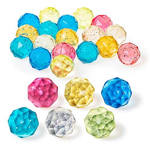 MATICAN Bouncy Balls Bulk, 18-Count, Diamond Cut Designs, Assorted Colors, 1" Rubber High Bouncing Balls for Kids, Party Favors, Carnival Prizes, 1-Inch