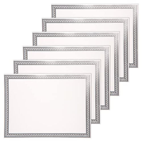 Certificate Paper 8.5 x 11 Inches, 50-Pack Diploma Paper, Letter Size, Blank, Silver Borders