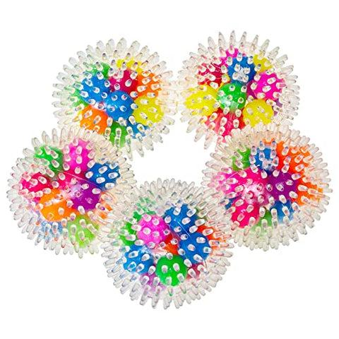 Stress Balls for Adults and Kids, 5-Pack Spiky Gel Bead Squishy Balls, Fidget Sensory Toys