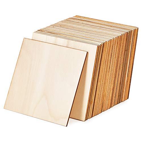 Wood Squares for Crafts, 36-Count 5x5 Wooden Squares, Unfinished Wooden Square Cutouts for DIY Arts and Crafts, 5 x 5 Inches