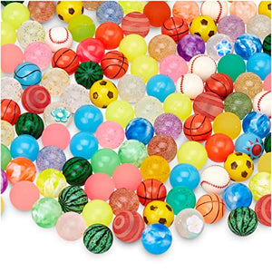 MATICAN 150-Pack Bouncy Balls Bulk, Assorted Design 1" Rubber High Bouncing Balls for Kids, Party Favors, Carnival Prizes, 1-Inch