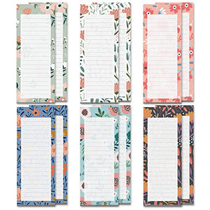 Grocery List Magnet Pad for Fridge, 12-Pack Magnetic Note Pads Lists, 60 Sheets Per Pad, 6 Cute Floral Designs, Full Magnet Back to-Do-List Notepads