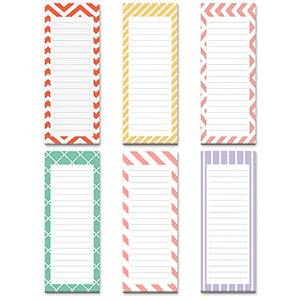 Grocery List Magnet Pad for Fridge, 6-Pack Magnetic Note Pads Lists, 60 Sheets Per Pad, 6 Pastel Geometric Patterns, Full Magnet Back to-Do-List Notepads