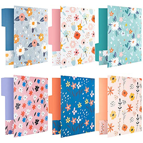 Decorative File Folders, 12-Pack Cute Spring Floral File Folders, Letter Size, 6 Designs