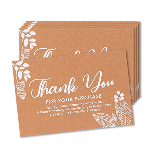 MATICAN Thank You For Your Order Cards, 50-Pack Thank You For Your Purchase Cards, Kraft, 4 x 6 Inches, Postcard Size