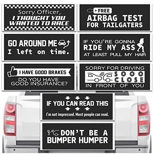 Funny Car Stickers, 8-Piece Funny Bumper Stickers, Decorative Vinyl Car Decals for Pranks, Gag Gifts, 8 x 3 Inches