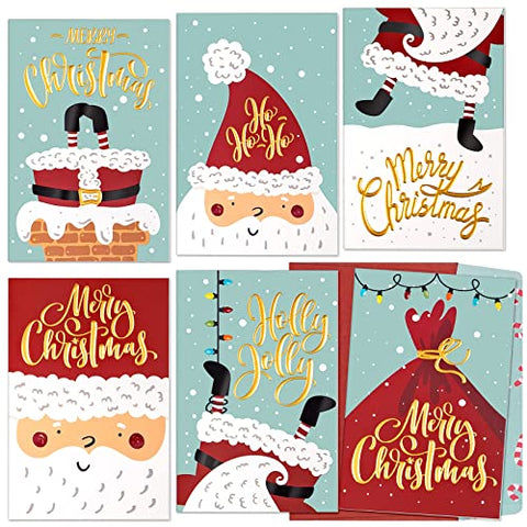 Prims & Flourish Christmas Cards with Envelopes, 12-Count Christmas Cards Boxed, 6 Cute Designs, 4 x 6 Inches, Gold Foil, Embossed, Blank Inside Christmas Cards Bulk, Holiday Xmas Greeting Cards
