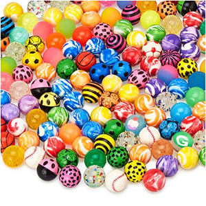 MATICAN 100-Pack Bouncy Balls Bulk, Assorted Design 1.25" Rubber High Bouncing Balls for Kids, Party Favors, Carnival Prizes, 1.25-Inch