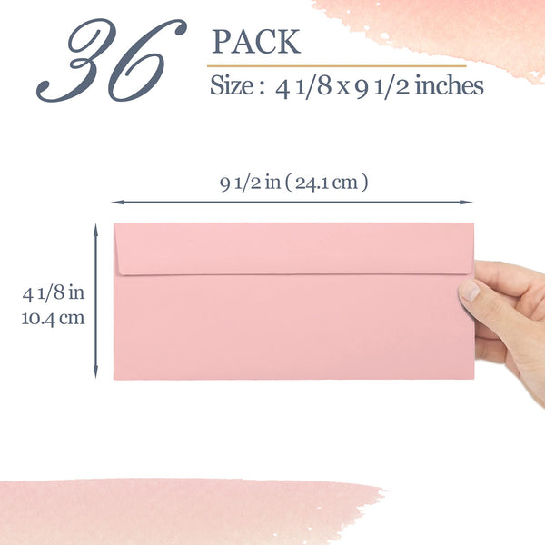 Business Envelopes, 36-Pack #10 Envelopes, 4 1/8 x 9 1/2 Inches, 6 Muted Pastel Colors