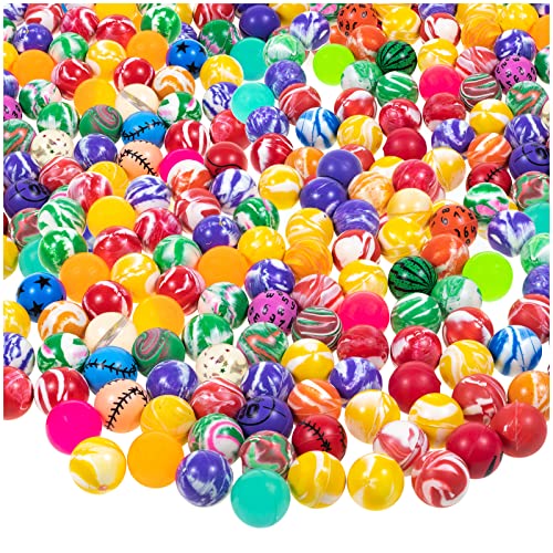 Bouncy Balls Bulk, 200-Pack, Assorted Design 1.25" Rubber High Bouncing Balls for Kids, Party Favors, Carnival Prizes, 1.25-Inch