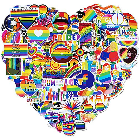 Pride Stickers, 100-Piece LGBTQ Rainbow Stickers, Vinyl LGBT Gay Pride Stickers for Laptops, Water Bottles, Luggage, Scrapbooking