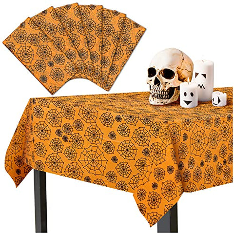 MATICAN Halloween Tablecloth, 6-Pack Disposable Halloween Table Cloths, Spider Web Plastic Table Covers, 54 x 108 Inches, Halloween Party Decorations