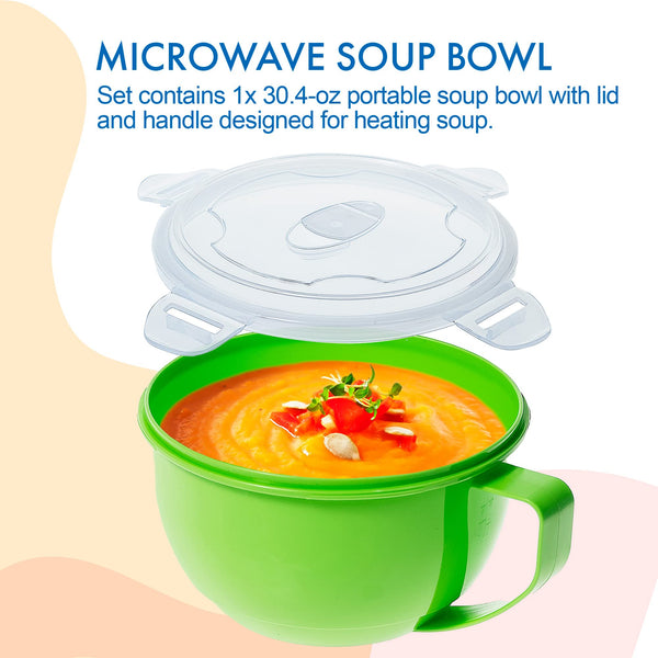 MATICAN Microwave Bowl with Lid, 2-Pack Microwave Soup Bowl with