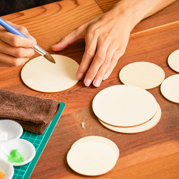 Wood Circles for Crafts, 12-Count Unfinished Wooden Round Disc Cutouts, 6 Inches in Diameter