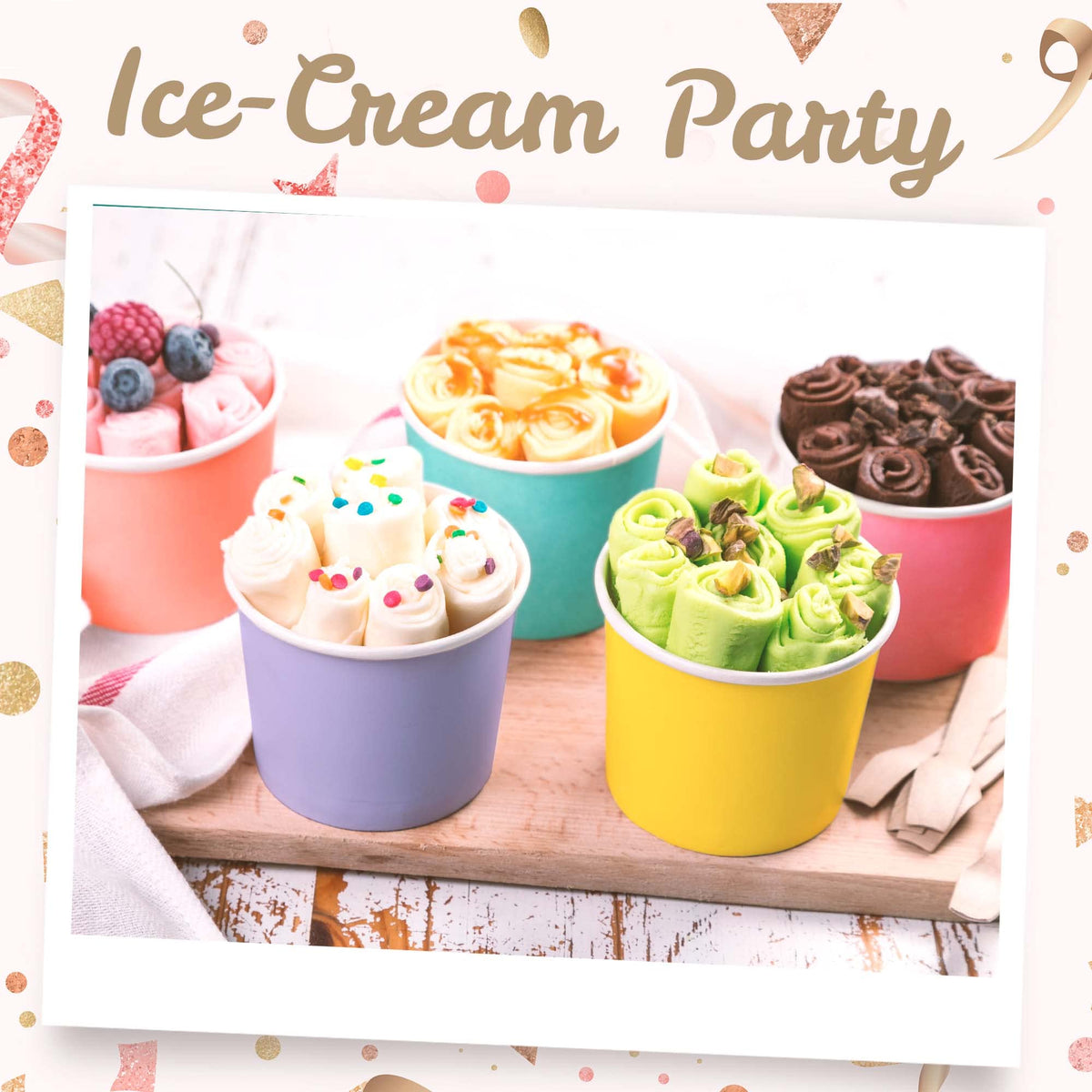 MATICAN Paper Ice Cream Cups, 50-Pack 11-oz Disposable Dessert Bowls f ...