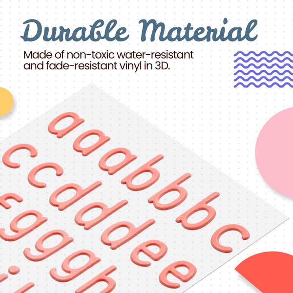 Letter Stickers, 1260-Piece 3D Decorative Alphabet Stickers, 20 Sheets, Peach